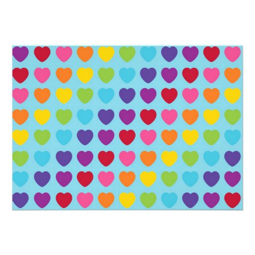 Rainbow Heart Photo Birthday Invitations