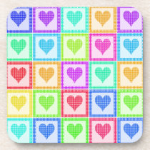 Rainbow Heart Quilt Pattern Beverage Coasters