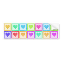 Rainbow Heart Quilt Pattern Bumper Sticker