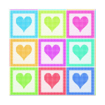 Rainbow Heart Quilt Pattern Canvas Print