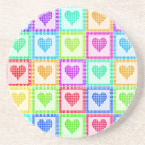 Rainbow Heart Quilt Pattern Coaster