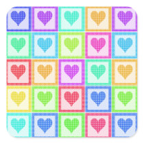 Rainbow Heart Quilt Pattern Square Stickers
