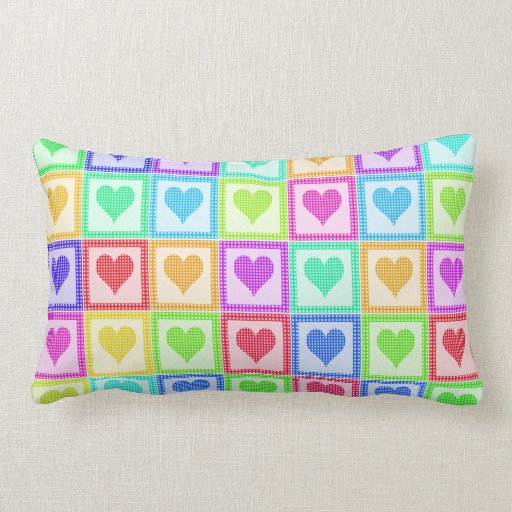 Rainbow Heart Quilt Pattern Throw Pillow Zazzle