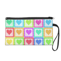 Rainbow Heart Quilt Pattern Wristlet Clutches