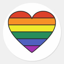 Rainbow Heart Round Stickers
