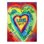 Rainbow Heart Spirit Words Art Poster Print posters
