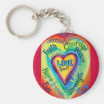 Rainbow Heart Spirit Words Keychain