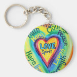 Rainbow Heart Spirit Words Keychain