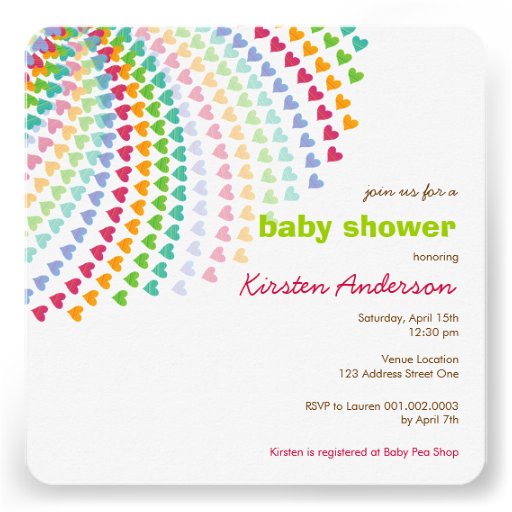 Rainbow Heart Sprinkles Baby Shower Invitation