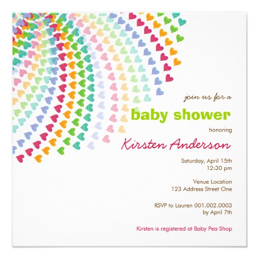 Rainbow Heart Sprinkles Baby Shower Invitation