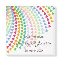 Rainbow Heart Sprinkles Color Save The Date Magnet by fat_fa_tin Rainbow Heart Sprinkles Color Save The Date Magnet