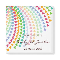 Rainbow Heart Sprinkles Color Save The Date Magnet