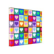 Rainbow heart squares canvas print