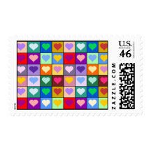 Rainbow heart squares stamp