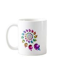 Rainbow Heart Wheel on White mugs