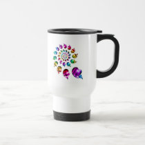 Rainbow Heart Wheel on White mugs