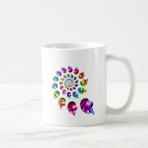 Rainbow Heart Wheel on White mugs