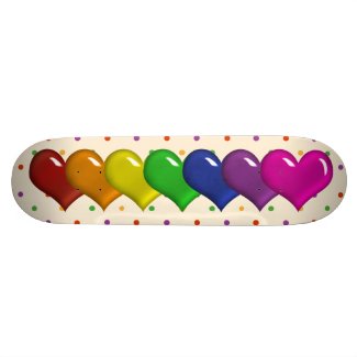 Rainbow Hearts and Polka Dots Girls Skatedeck