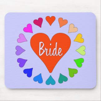 Rainbow Hearts Bride mousepad