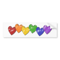 Rainbow Hearts Bumper Sticker