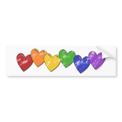 Rainbow Hearts Bumper Sticker by Method77
