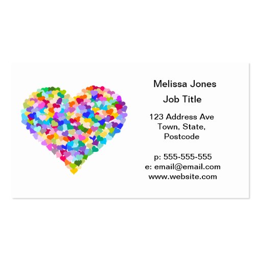 Rainbow Hearts Confetti Business Card (front side)