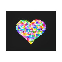 Rainbow Hearts Confetti Stretched Canvas Print