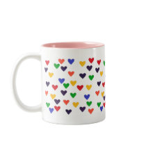 Rainbow hearts mug by Cherylsart Rainbow hearts mug