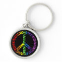 Rainbow Hearts Peace Sign Keychain by teeboutique Rainbow Hearts Peace Sign Keychain