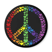 Rainbow Hearts Peace Sign Magnet