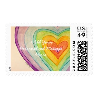 Rainbow Hearts Personalized Custom Postage Stamps