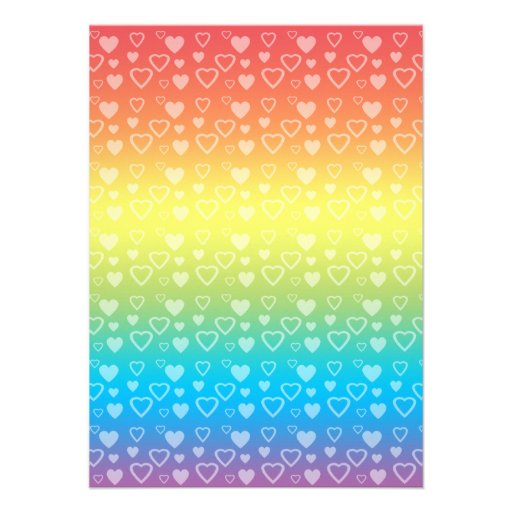 Rainbow hearts pig birthday invitations