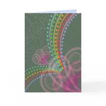 Rainbow Hearts Pink Swirls cards by fat_fa_tin Rainbow Hearts Pink Swirls cards