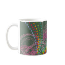 Rainbow Hearts Pink Swirls mugs by fat_fa_tin Rainbow Hearts Pink Swirls mugs