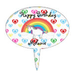 Rainbow hearts unicorn cake topper