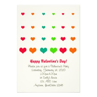Rainbow Hearts Valentine Party Invitation