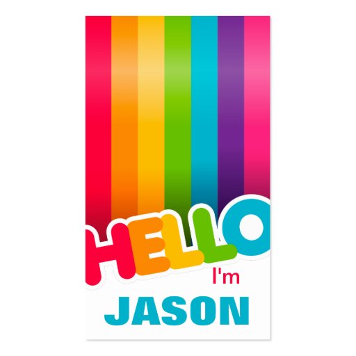 Rainbow Hello business card (front side)