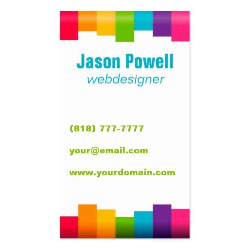 Rainbow Hello business card (back side)