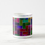 Rainbow Herringbone Brick Stained Glass Window Coffee Mug