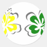 Rainbow hibiscus design round stickers