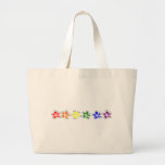 Rainbow hibiscus design tote bag