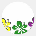 Rainbow hibiscus flower stickers