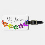 Rainbow hibiscus flower tag for luggage