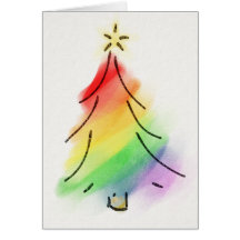 Rainbow Holiday Tree Greeting Cards