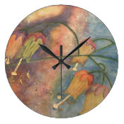 Contemporary arty Rainbow honeysuckle flower art wall clock