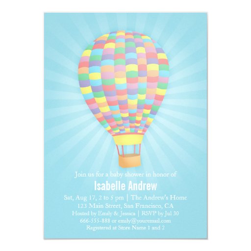 Rainbow Hot Air Balloon Baby Shower Invitations Zazzle Rainbow Hot Air Balloon Baby Shower Invitations Zazzle