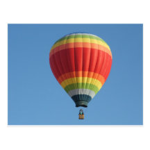 Rainbow hot air baloon postcard