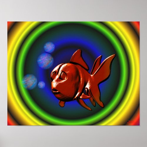 Rainbow Hues Goldfish Poster zazzle_print