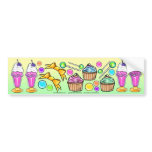 Rainbow Ice Cream Sundae Cup Cake Candy Party Bumper Stickers