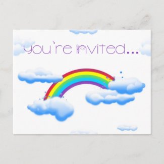 Rainbow Illustration Party Invitation postcard
